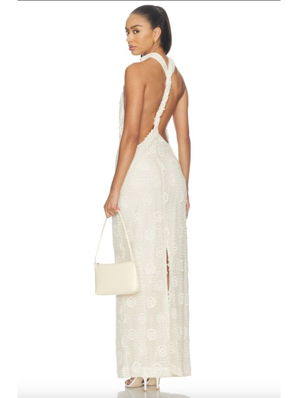 OW Collection Collette Maxi Dress Light Beige Womens Size Small